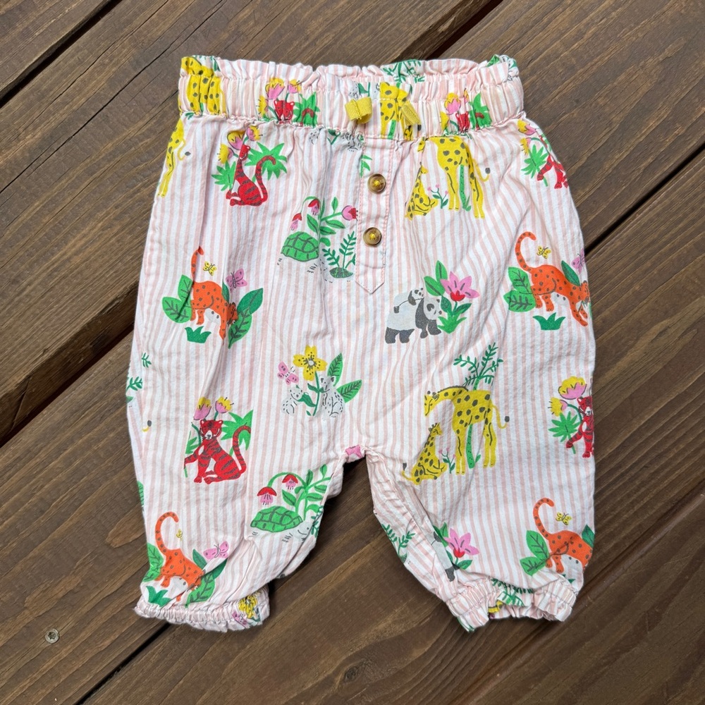 Baby Boden - Jungle Animals Pink Striped Pants